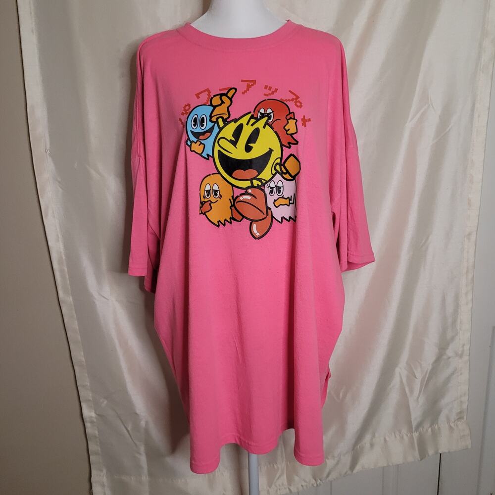 Women's Pink Pac-Man and Ghost Graphic T-Shirt - 3XL
